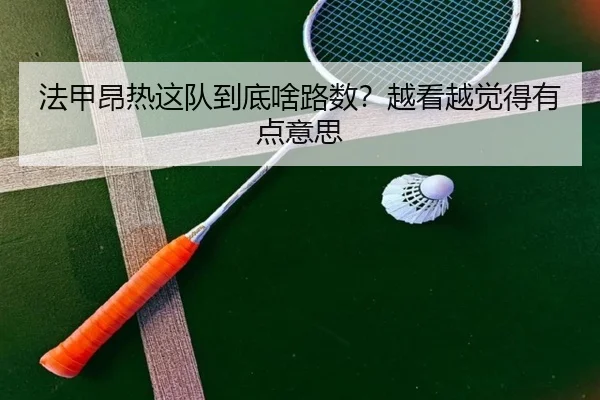法甲昂热这队到底啥路数？越看越觉得有点意思